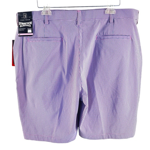 PGA TOUR Stretch/Elastica Golf Shorts in Size 40 Blue & Pink Square Pattern NWT - Picture 9 of 13